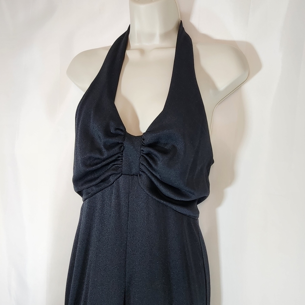 VINTAGE 1970's Bell Bottom Jumpsuit High Waited Hater Top Aldens Fashion Size 12 - Picture 3 of 9